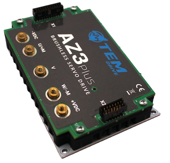 AZ3Plus - Convertitore a tensione extra-bassa progettato per il controllo di motori brushless AC/DC e motori DC. Questo convertitore può gestire fino a 1800 W di potenza in uscita.
