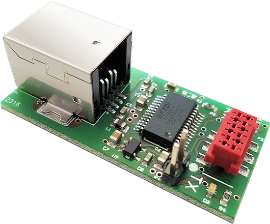 Convertitore utilizzato per la comunicazione tra i convertitori di motori TEM Drive e l'interfaccia software del PC. Utilizza uno dei circuiti integrati più diffusi per la conversione USB-UART e il resistente connettore USB di tipo B.